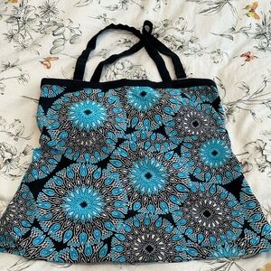 Torrid Swim Top Blue and Black Mandala Design